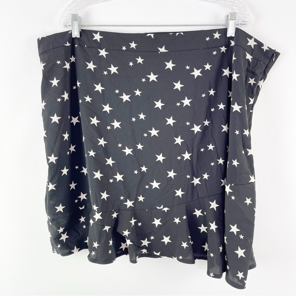 Nasty Gal Collection Black & White Star Print Ruffle Mini Skirt Plus Size 20 - Picture 4 of 8
